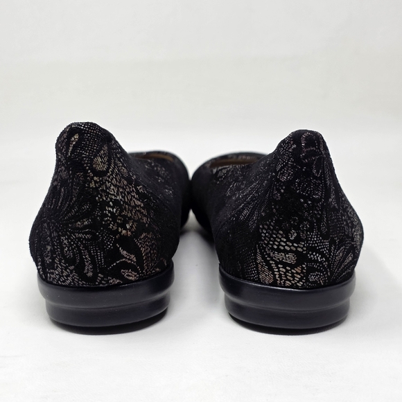 SAS Womens Scenic Floral Ballet Flats Black Suede Made In USA Sz 10 N Pre-owned - Picture 5 of 11